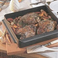Image showing baked meat and vegetables fresh out of oven