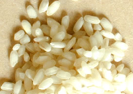 A close up image of short grain rice
