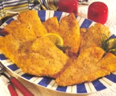 Fish coated in breadcrumbs