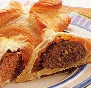 An image of pastry coated Wellington Beef