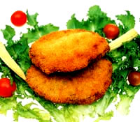 An image of Durham Cutlets coated with breadcrumbs