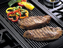 Image showing meat and peppers on grill