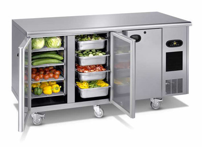 A fridge/counter used in industrial catering 