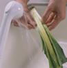 washing a leek