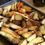 roasted vegetables on tray